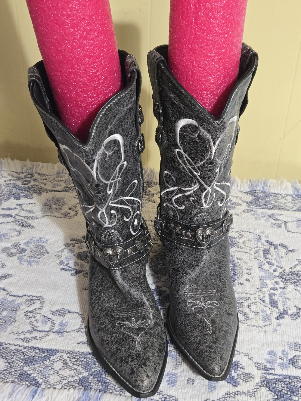 Durango Gray Embroidered Western Heeled Boots